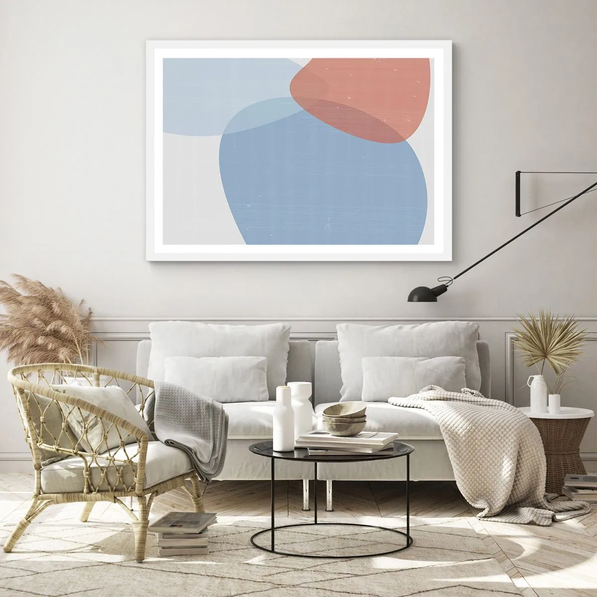 Poster în ramă albă - Relații pastelate - 100x70 cm