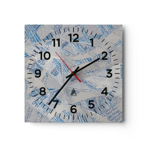 Ceas de perete - Ceas pe sticlă - Într-un labirint de gri-albastru - 40x40 cm