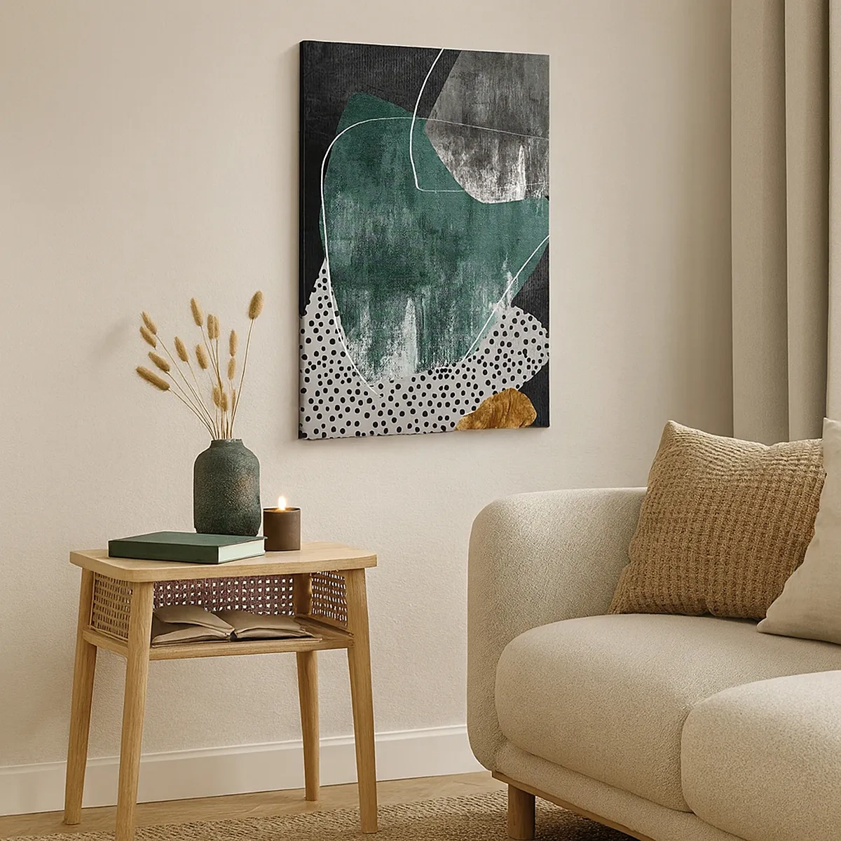 Tablou pe pânză - Abstracție colorată cu fulgi de aur - 50x70 cm