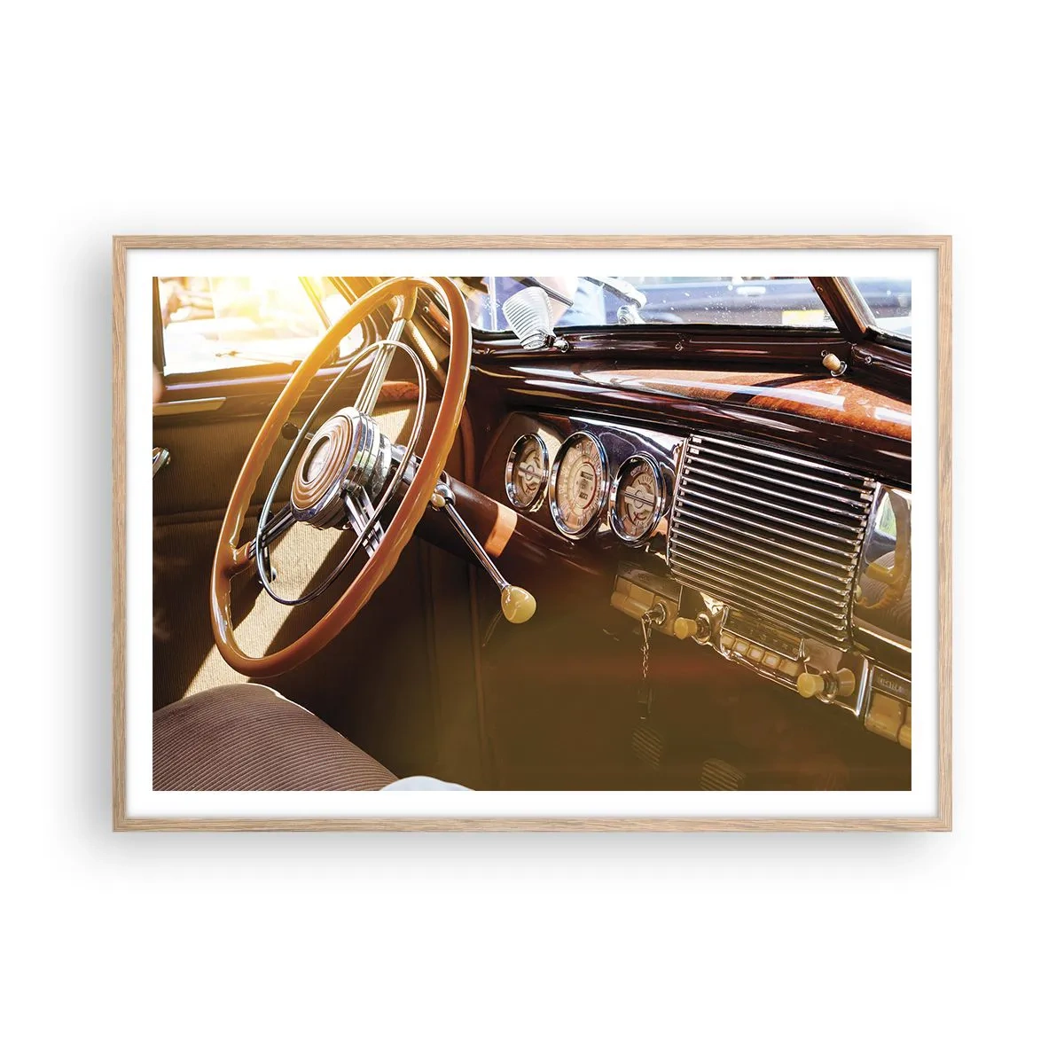 Poster în ramă de stejar deschis - O adiere de lux din trecut - 100x70 cm