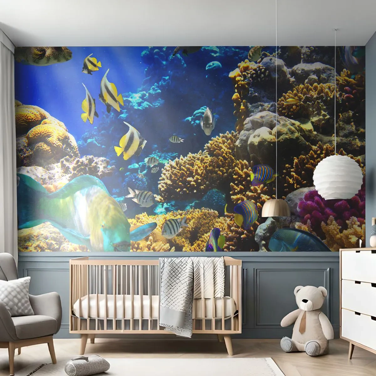 Tapet Standard Eco - Trafic intens pe traseul de vacanță - recif de corali, Ocean, Peşte - 200x140 cm