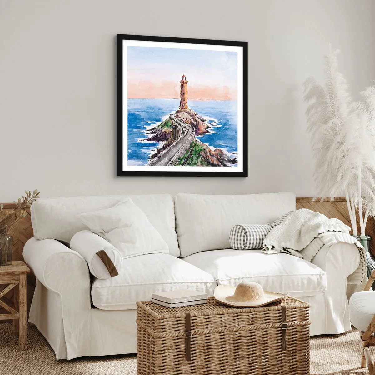 Poster în ramă neagră - Cu fața la mare - 40x40 cm