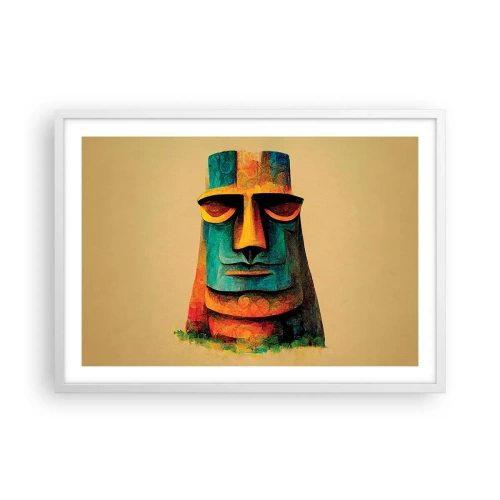Poster în ramă albă - Statuie, dar simpatică - 70x50 cm