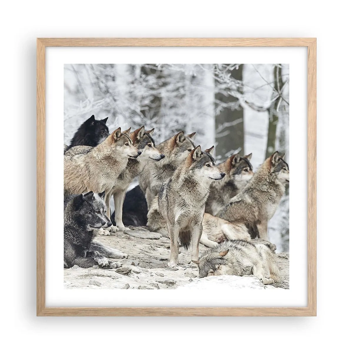 Poster în ramă de stejar deschis - Familie și prieteni - 50x50 cm