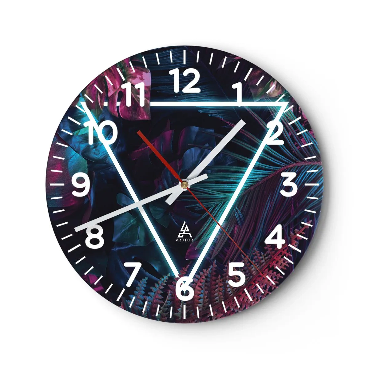 Ceas de perete - Ceas pe sticlă - Grădină în stil disco - 40x40 cm