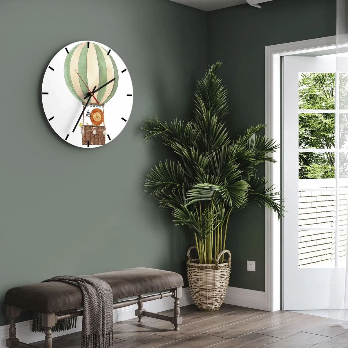 Ceas de perete - Ceas pe sticlă - Călătoriile lui Leon - 30x30 cm