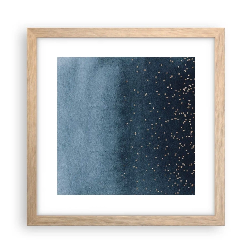 Poster în ramă de stejar deschis - Compoziție - faze albastre - 30x30 cm