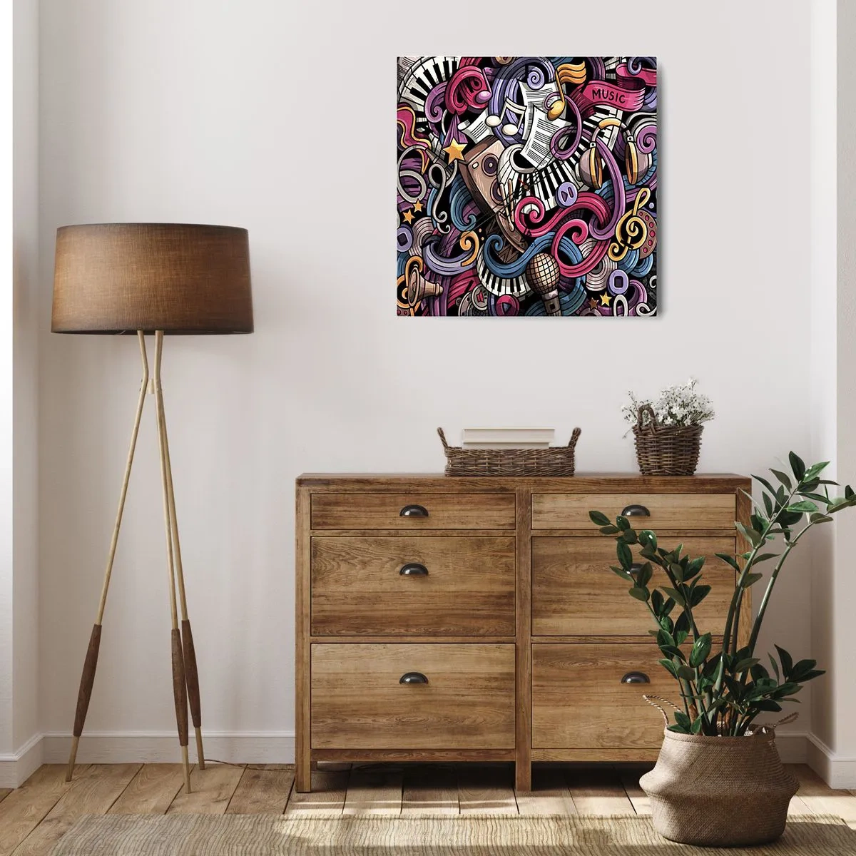 Ceas de perete - Ceas pe sticlă - Melodie complicată - 40x40 cm