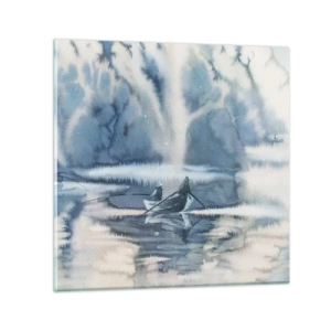 Tablou pe sticlă - Pescarii în paradisul lor - 30x30 cm