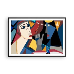 Poster în ramă neagră - Discuția cubiștilor - 91x61 cm