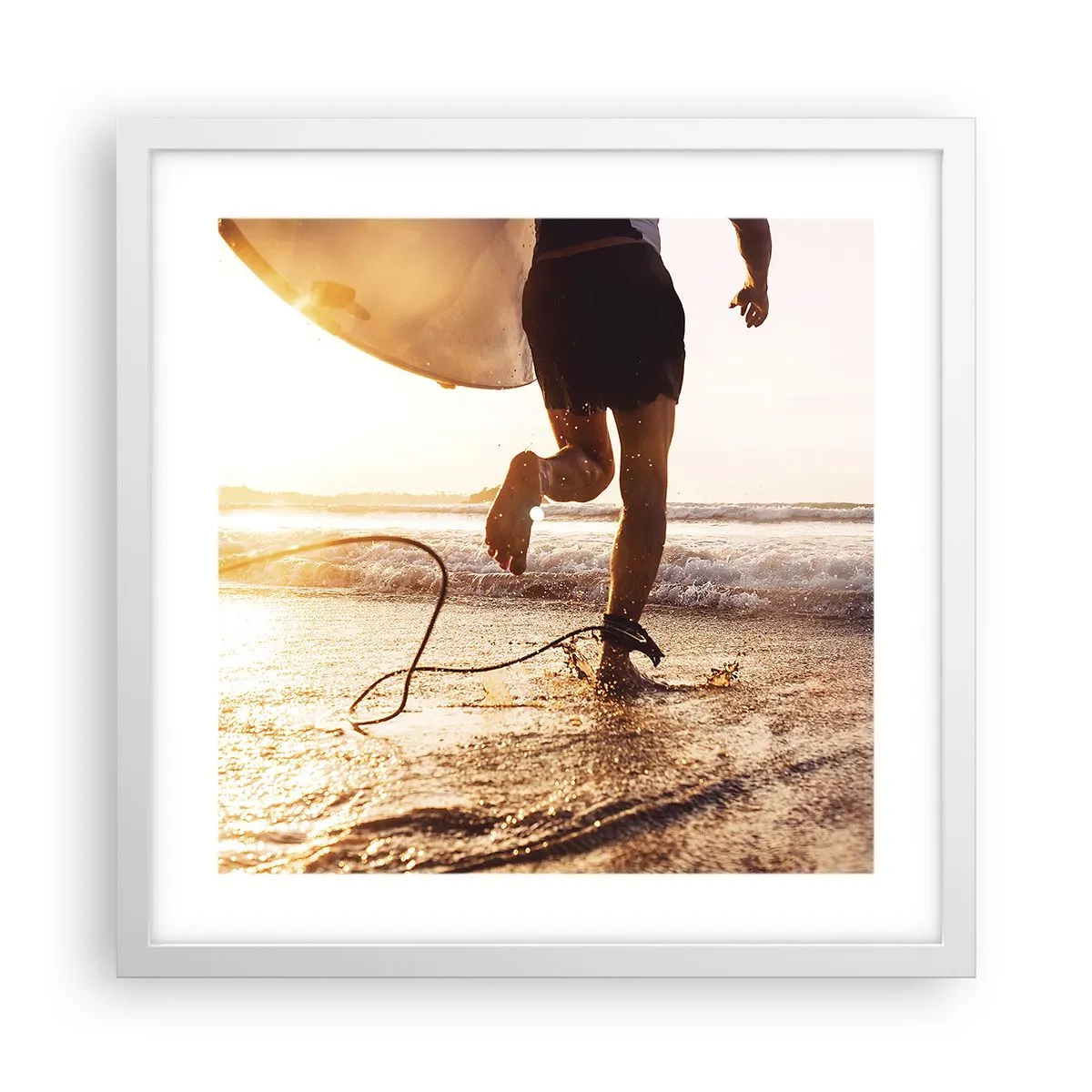 Poster în ramă albă - Pentru a întâmpina valul - 40x40 cm