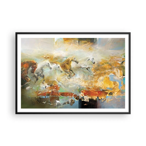 Poster în ramă neagră - Galopând prin lumină - 100x70 cm