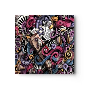 Ceas de perete - Ceas pe sticlă - Melodie complicată - 30x30 cm