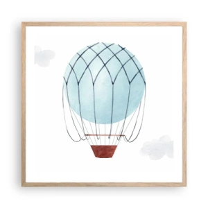Poster în ramă de stejar deschis - Complet în nori - 60x60 cm