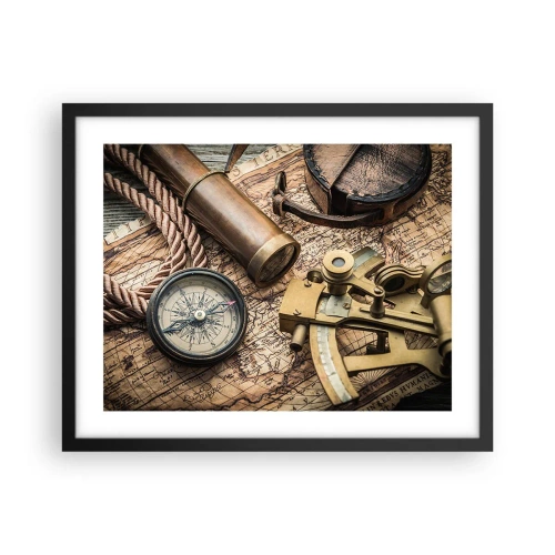 Poster în ramă neagră - Stabilește cursul - 50x40 cm