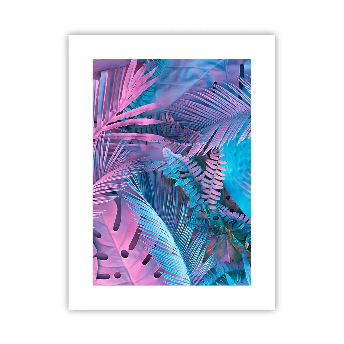Poster - Palmieri în alb și albastru - 30x40 cm