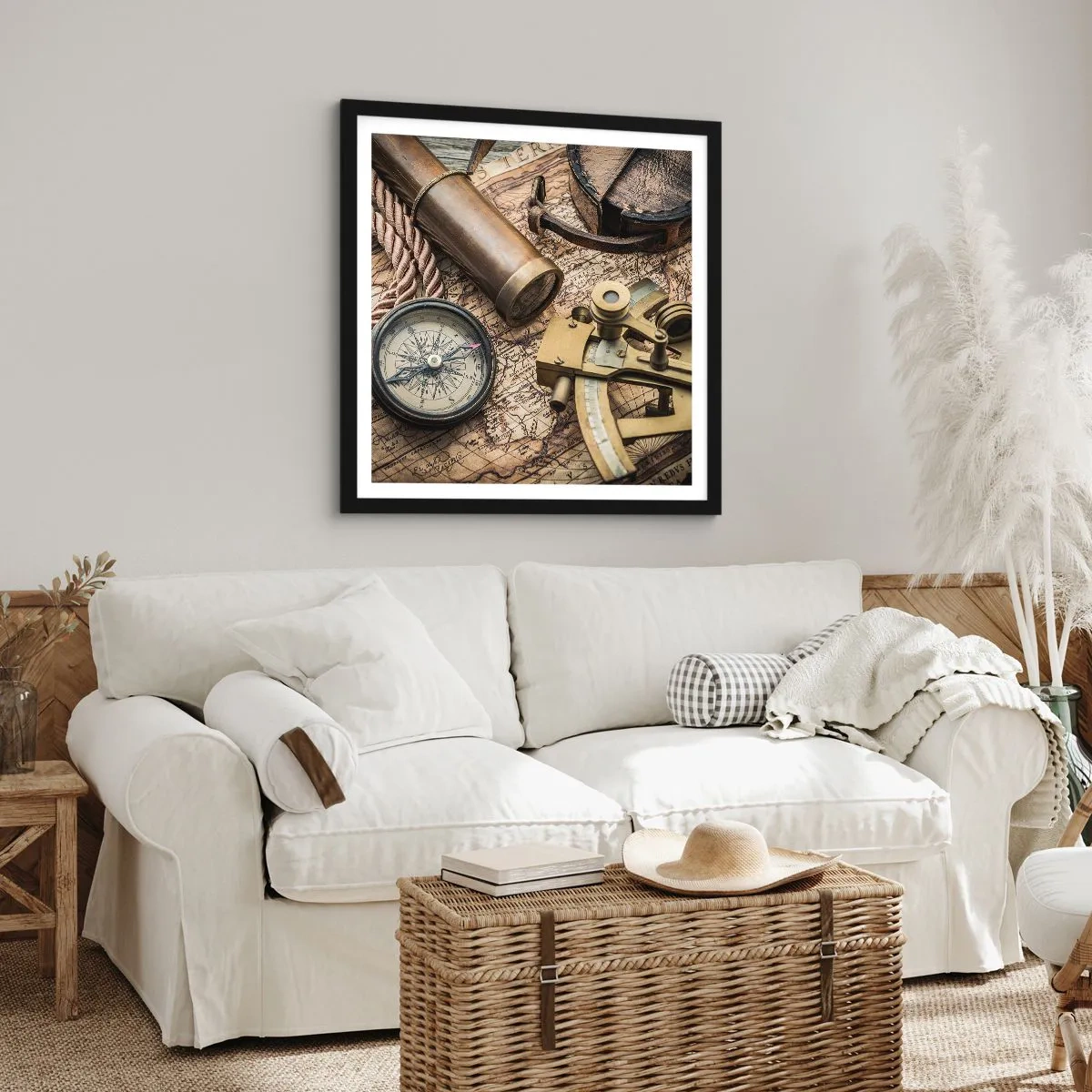 Poster în ramă neagră - Stabilește cursul - 50x50 cm