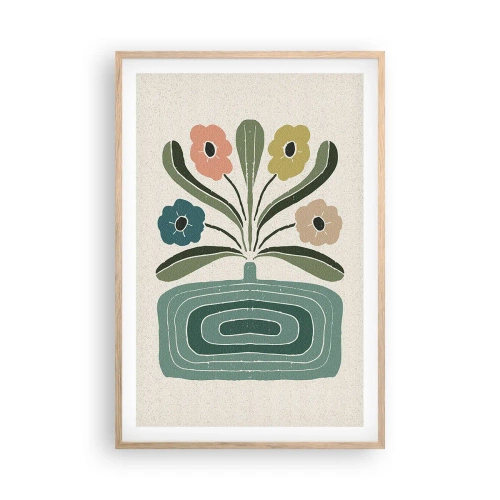 Poster în ramă de stejar deschis - Buchet simetric - 61x91 cm