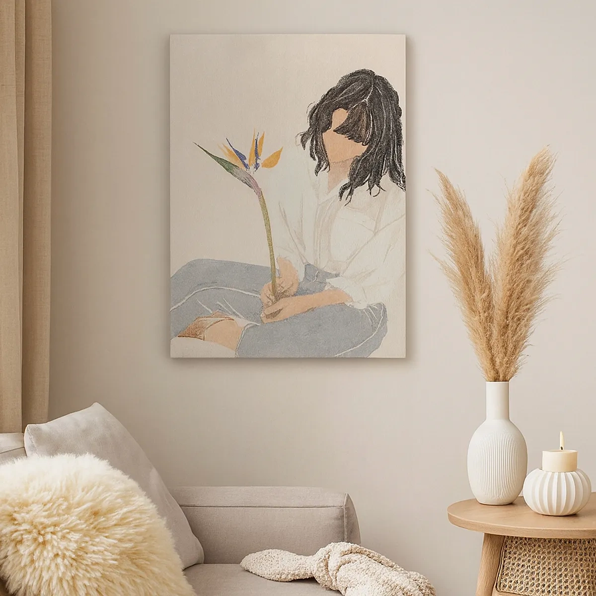 Tablou pe pânză - Portret cu o floare exotică - 50x70 cm