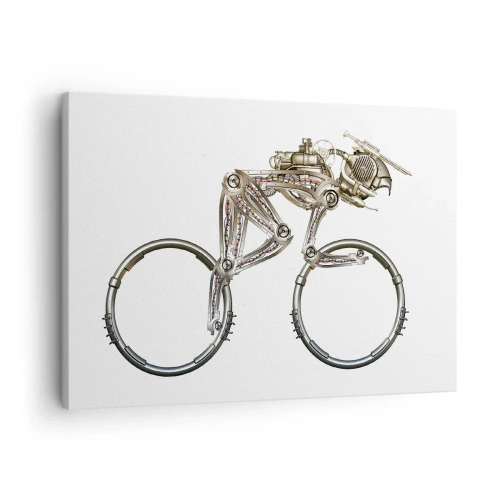 Tablou pe pânză Canvas - bicicletă mecanică cu un design futurist - 70x50cm - O mașină grozavă - Decorațiune modernă pentru perete pentru living și dormitor ARTTOR