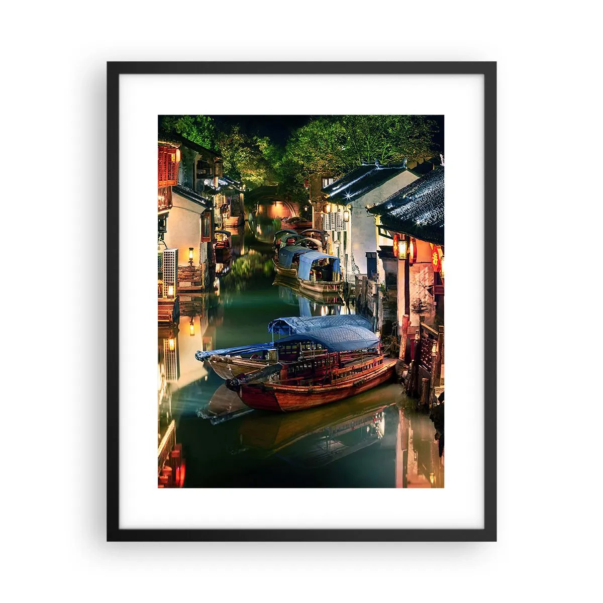 Poster în ramă neagră - O seară pe o stradă chinezească - 40x50 cm