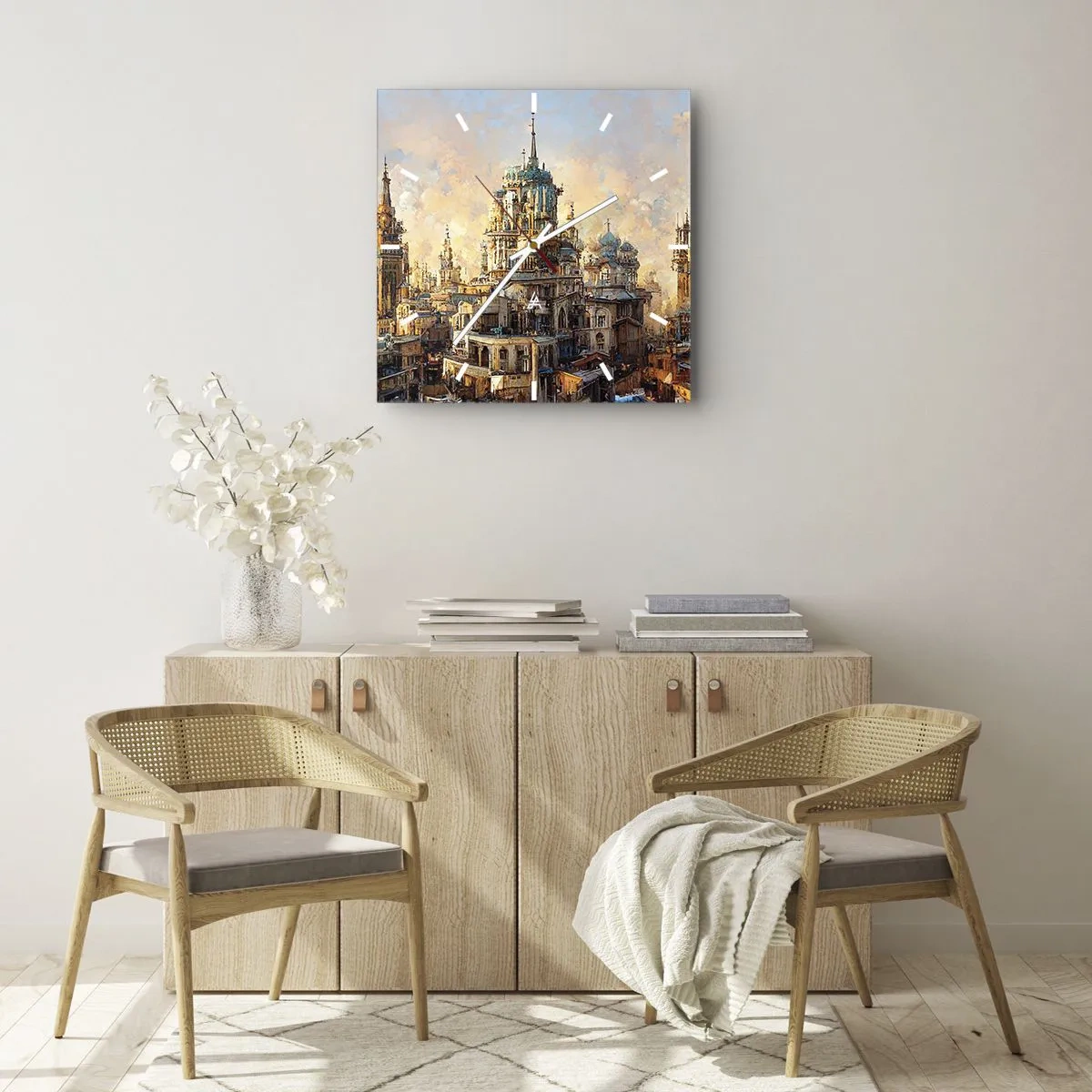 Ceas de perete - Ceas pe sticlă - Orașul tuturor orașelor - 30x30 cm