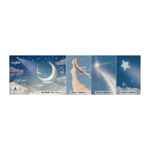 Mostră tapet Premium Canvas - Provocatoare în albastru - Abstracția, Pentru copii, Luna - 100x30 cm