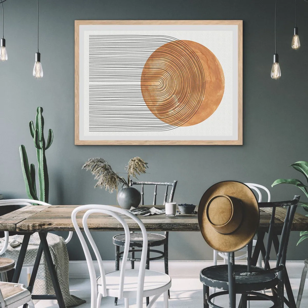 Poster în ramă de stejar deschis - Compoziția solară - 91x61 cm