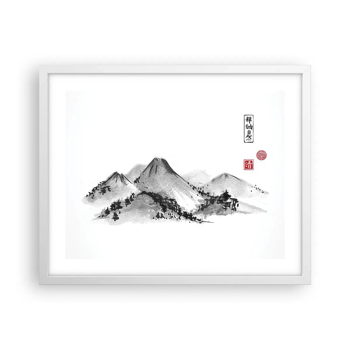 Poster în ramă albă - Dincolo de dealuri - 50x40 cm