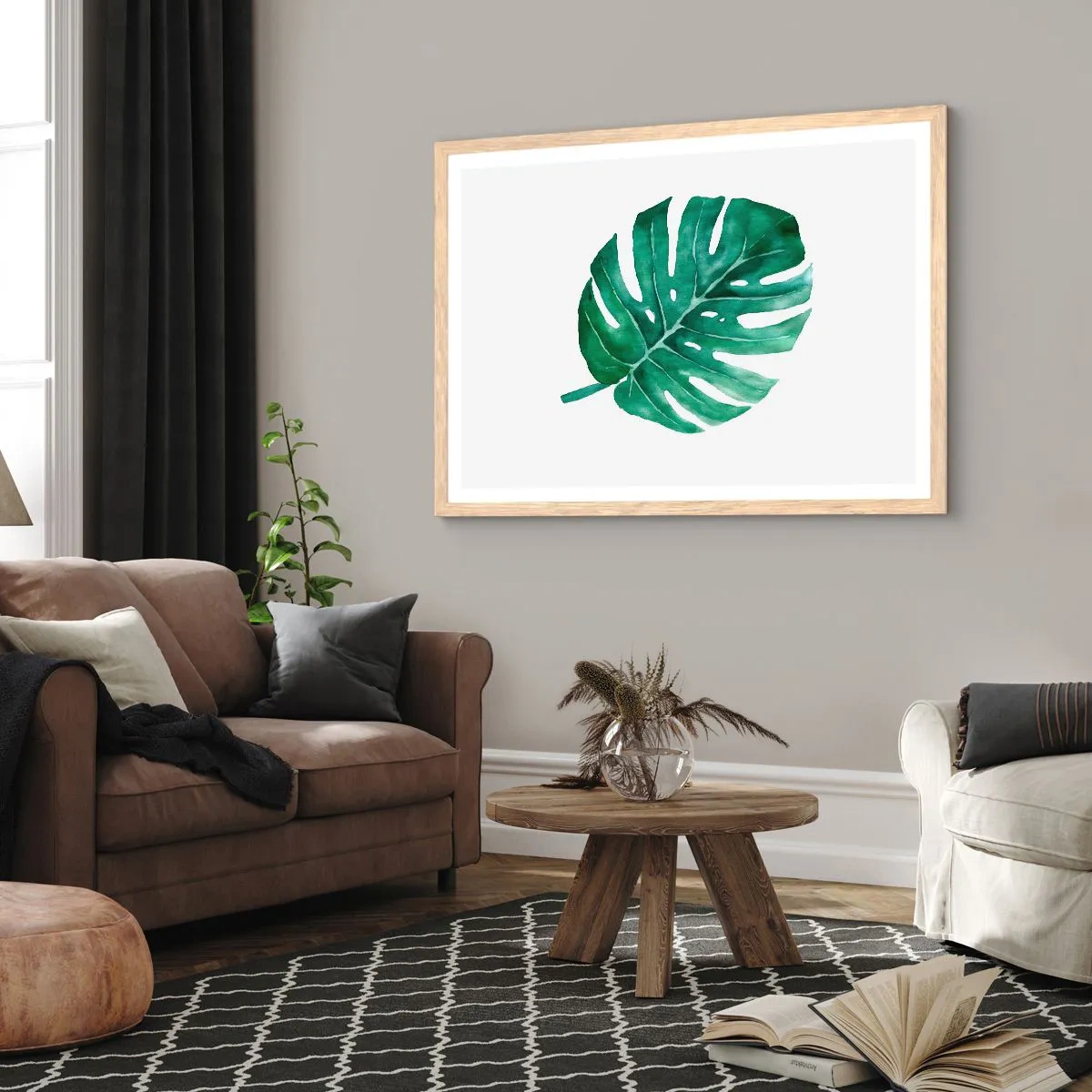 Poster în ramă de stejar deschis - Conceptul verde - 70x50 cm