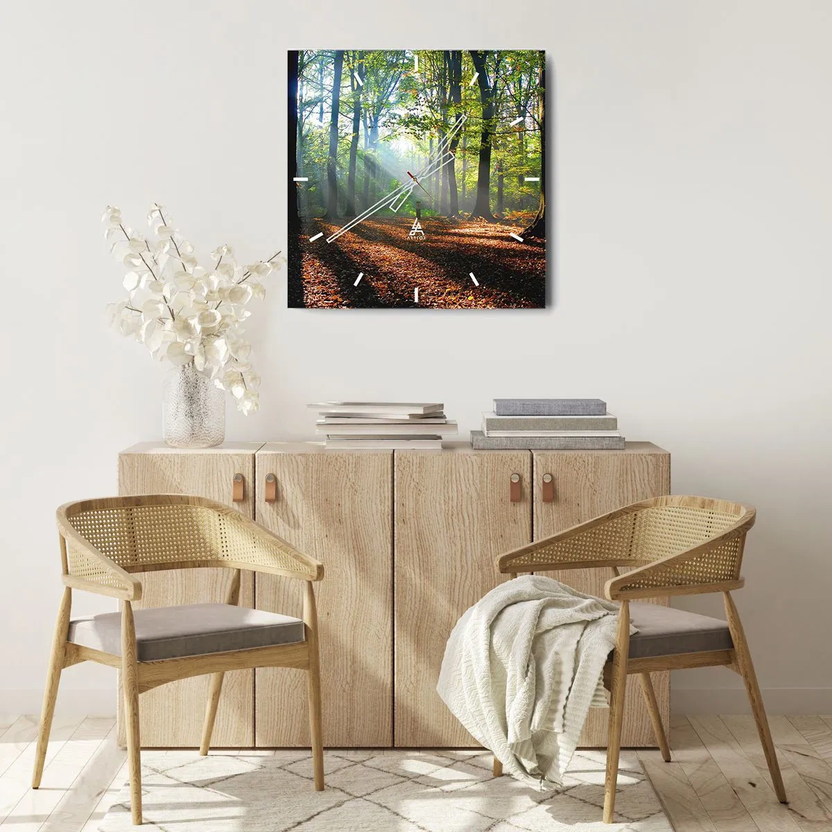 Ceas de perete - Ceas pe sticlă - Străluciri și umbre - 30x30 cm