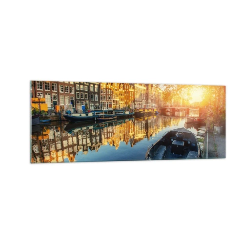 Tablou pe sticlă - Dimineața în Amsterdam - 140x50 cm