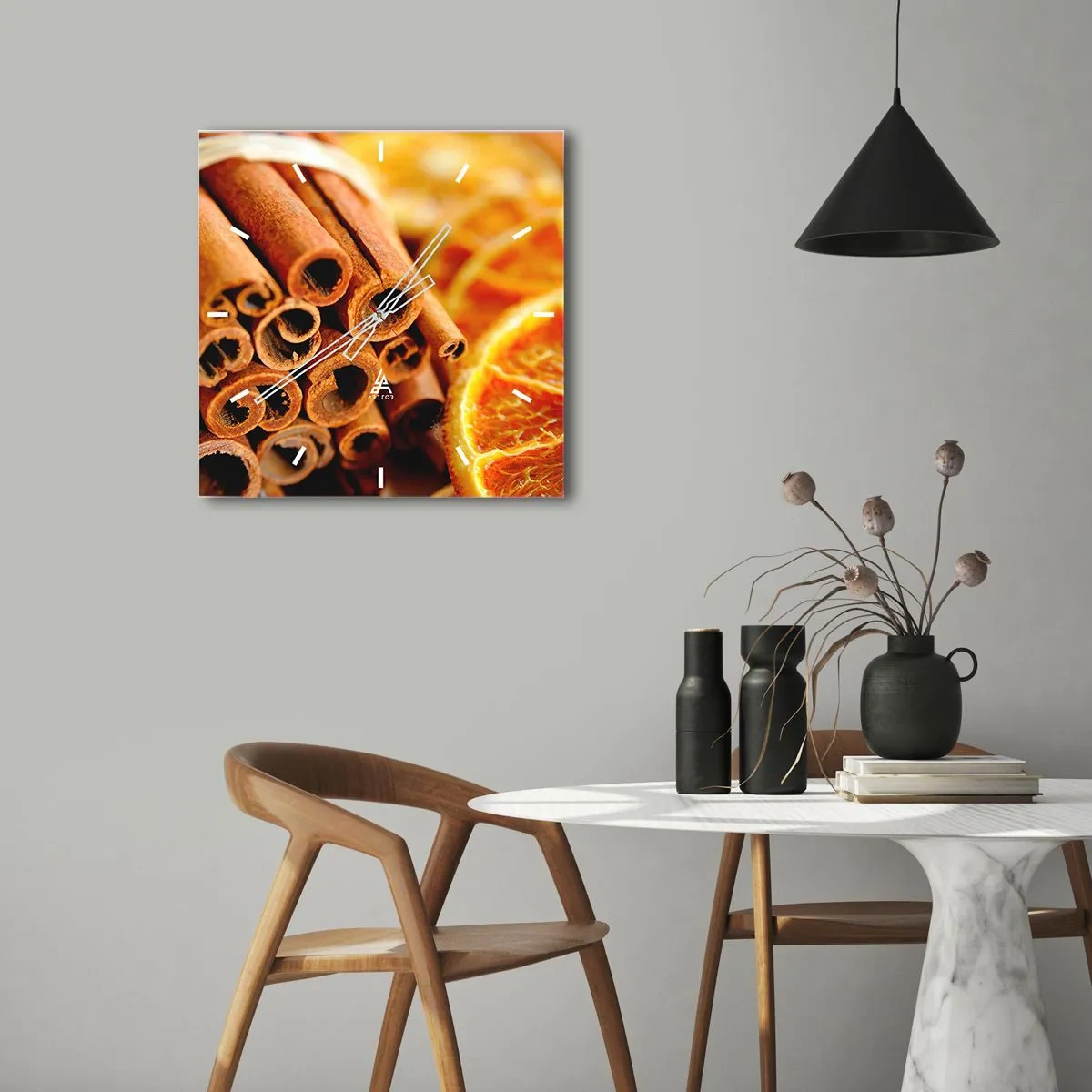 Ceas de perete - Ceas pe sticlă - Poți să le simți aroma? - 40x40 cm