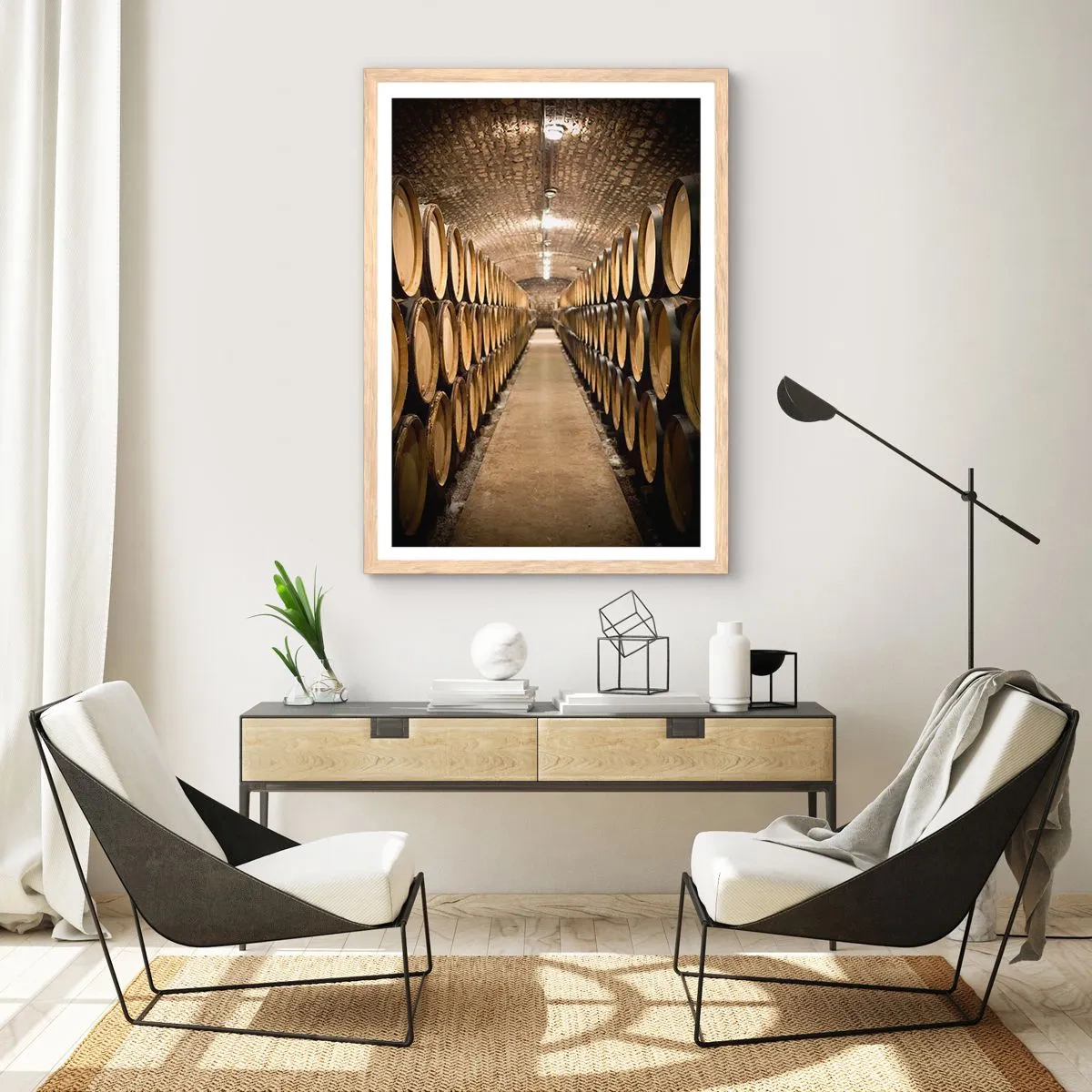Poster în ramă de stejar deschis - În pivniță de vin - 40x50 cm