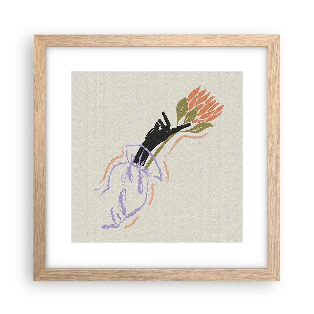 Poster în ramă de stejar deschis - Atingere surorială - 30x30 cm