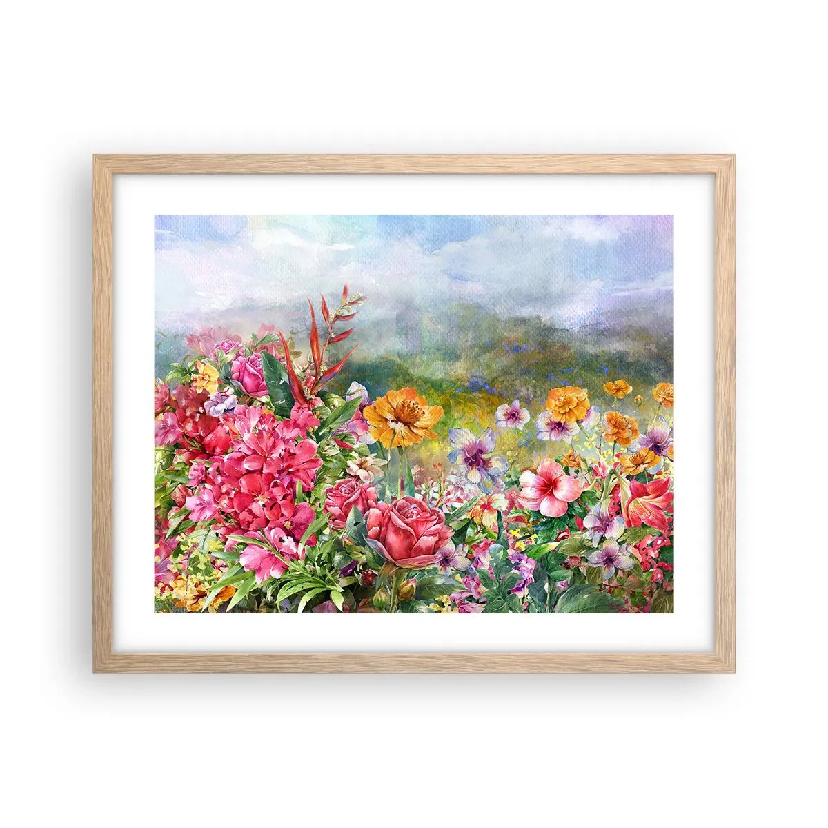 Poster în ramă de stejar deschis - O grădină înnebunită - 50x40 cm