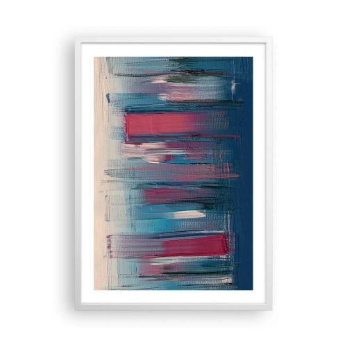 Poster în ramă albă - Compoziție verticală în albastru și roșu - 50x70 cm