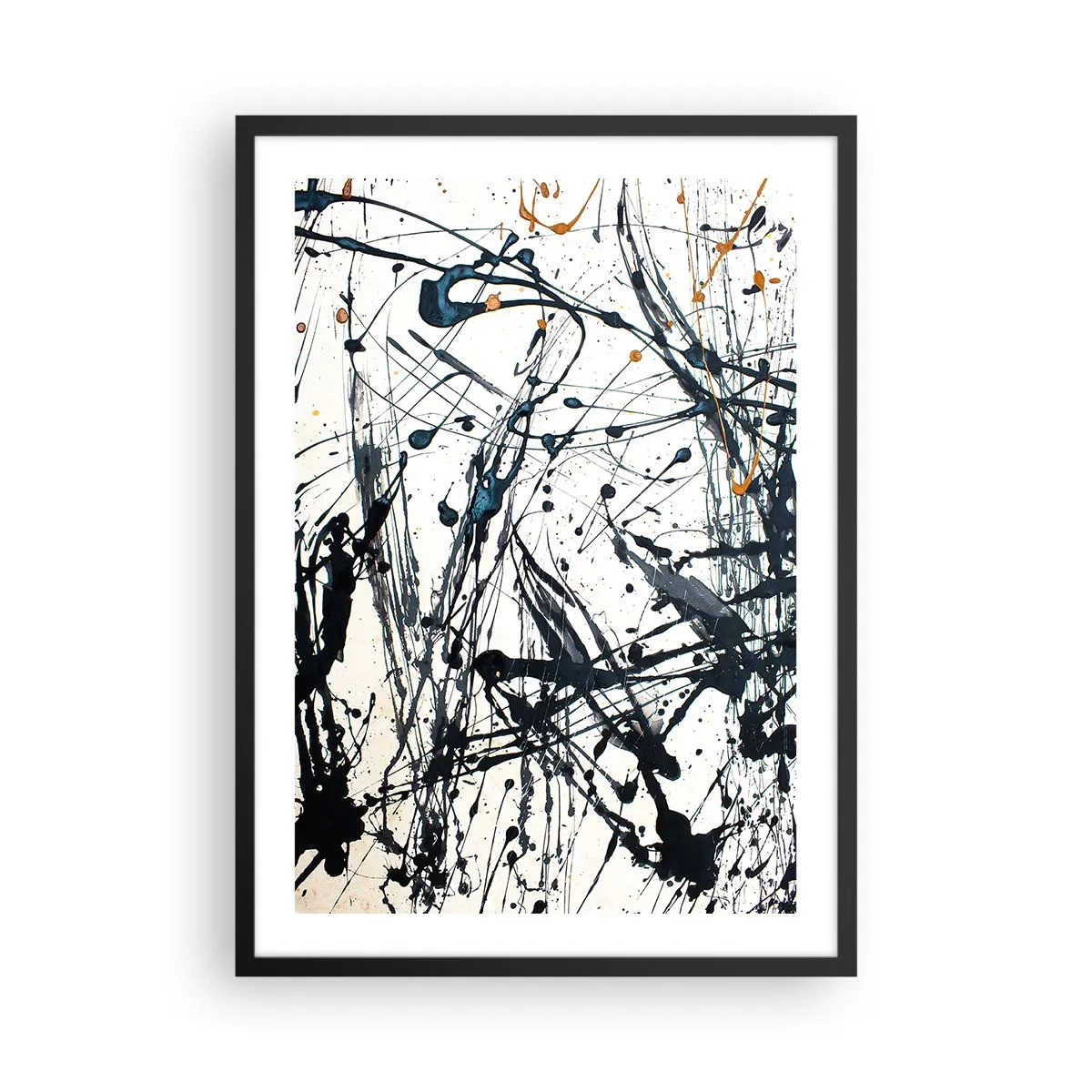 Poster în ramă neagră - Abstracție expresivă în stilul picturii gestuale - 50x70cm - Abstracție expresionistă - Decorațiune modernă pentru perete pentru living și dormitor ARTTOR