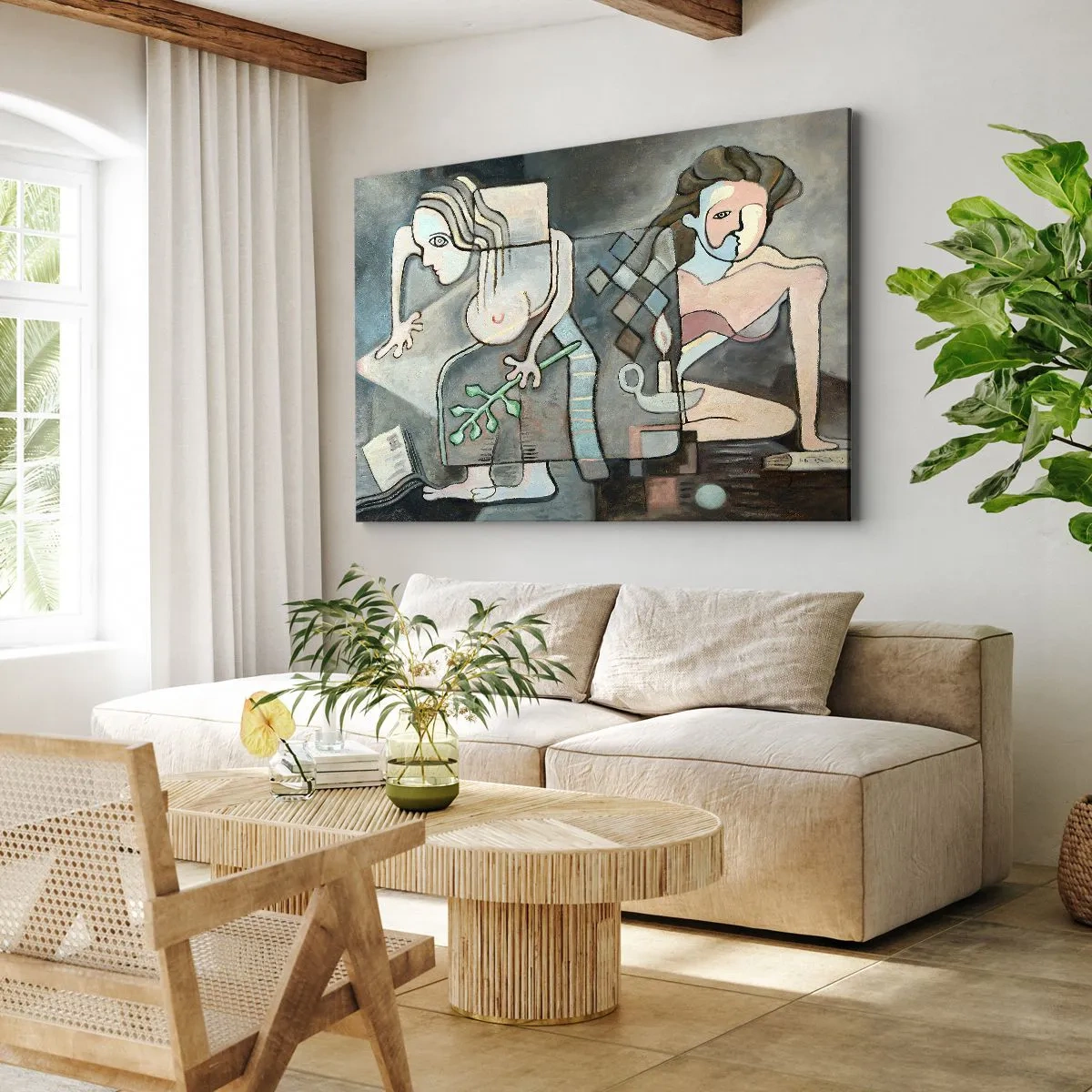 Tablou pe pânză Canvas - Figuri abstracte într-o compoziție simbolică cu o semnificație profundă - 70x50cm - Un mozaic de spirit și materie - Decorațiune modernă pentru perete pentru living și dormitor ARTTOR