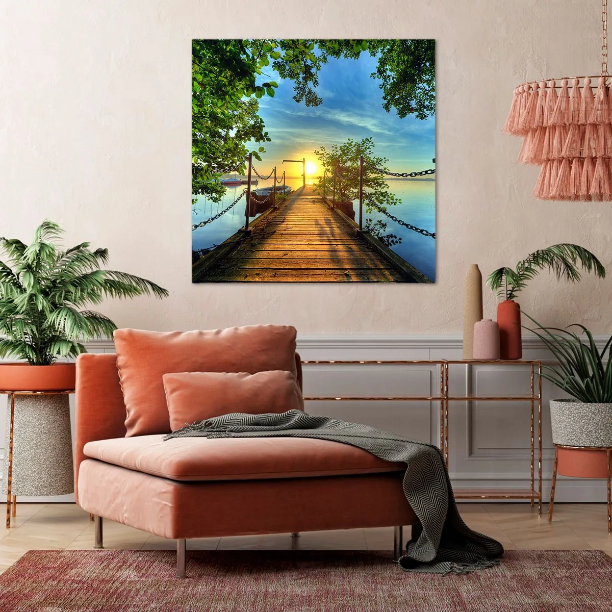 Tablou pe pânză - Apusul la malul apei - 60x60 cm