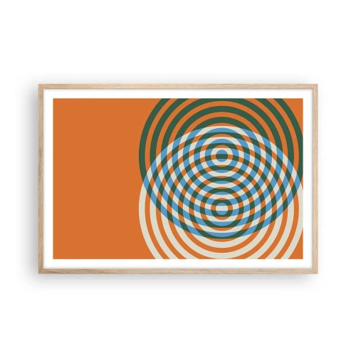 Poster în ramă de stejar deschis - Variație circulară abstractă - 91x61 cm