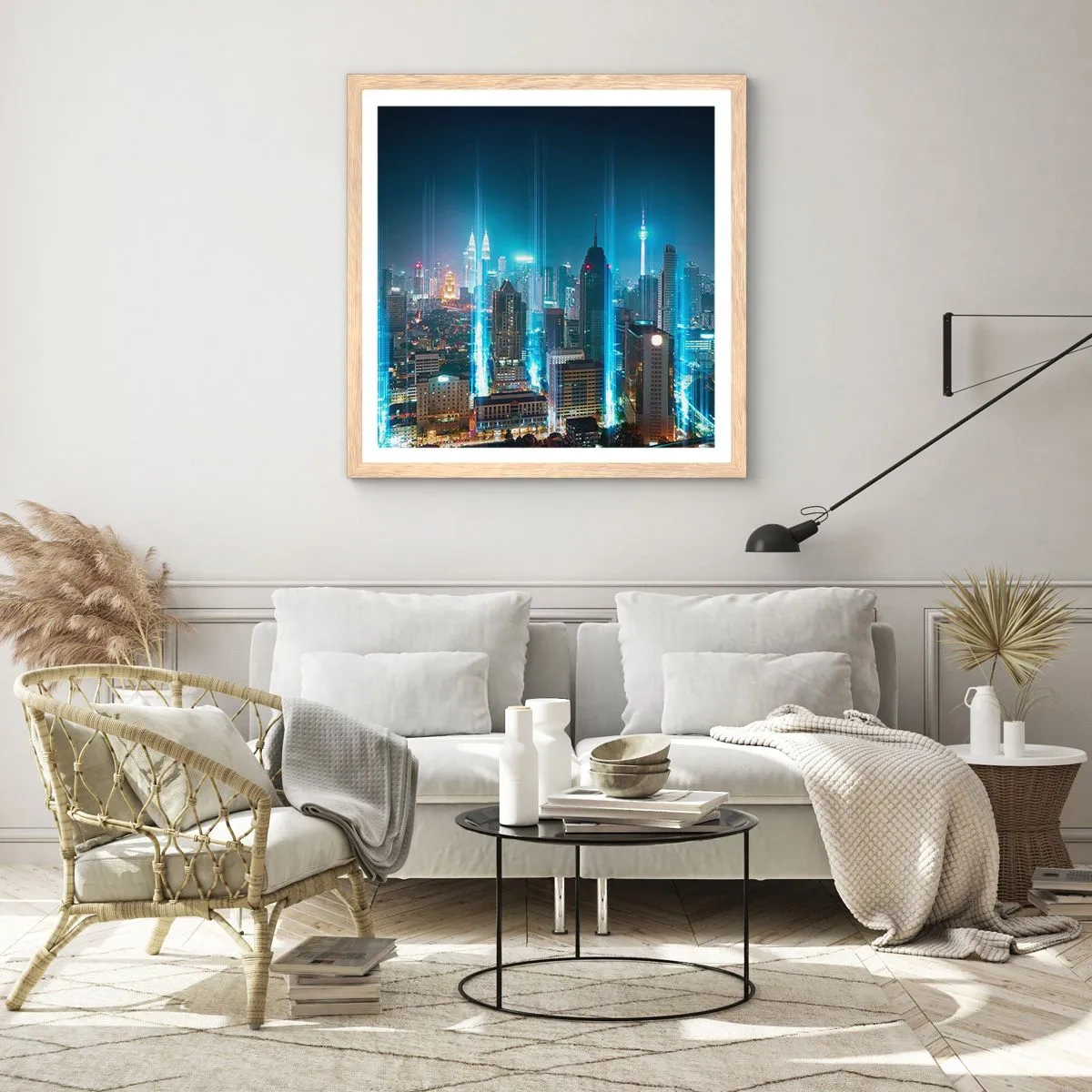 Poster în ramă de stejar deschis - Prin Berlin spre cer - 30x30 cm