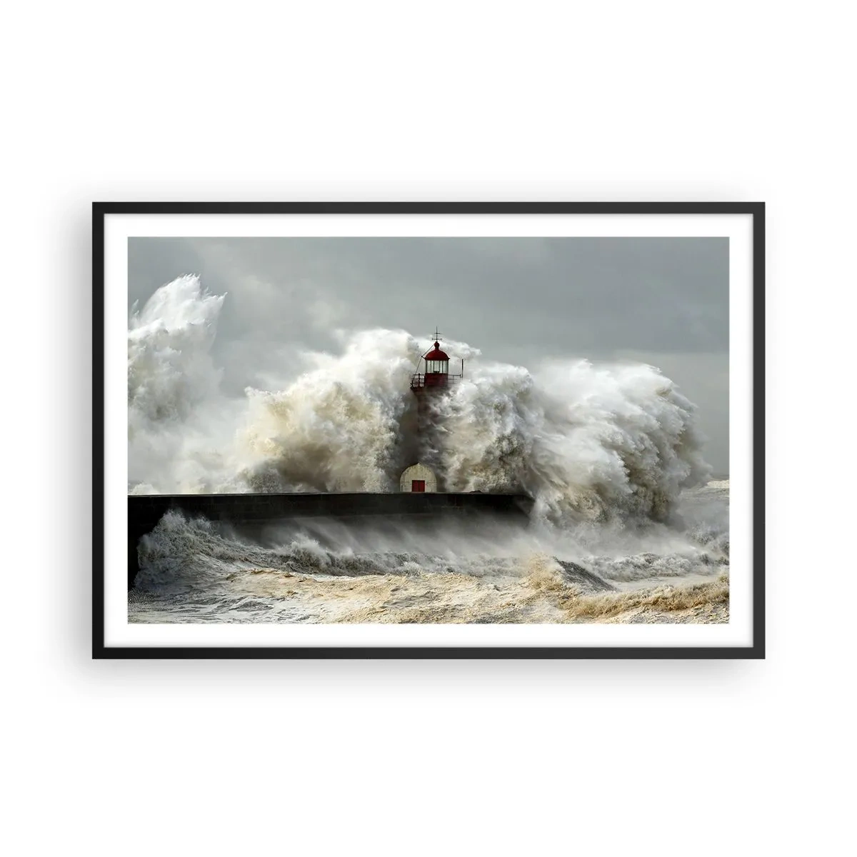 Poster în ramă neagră - Mânia oceanului - 91x61 cm