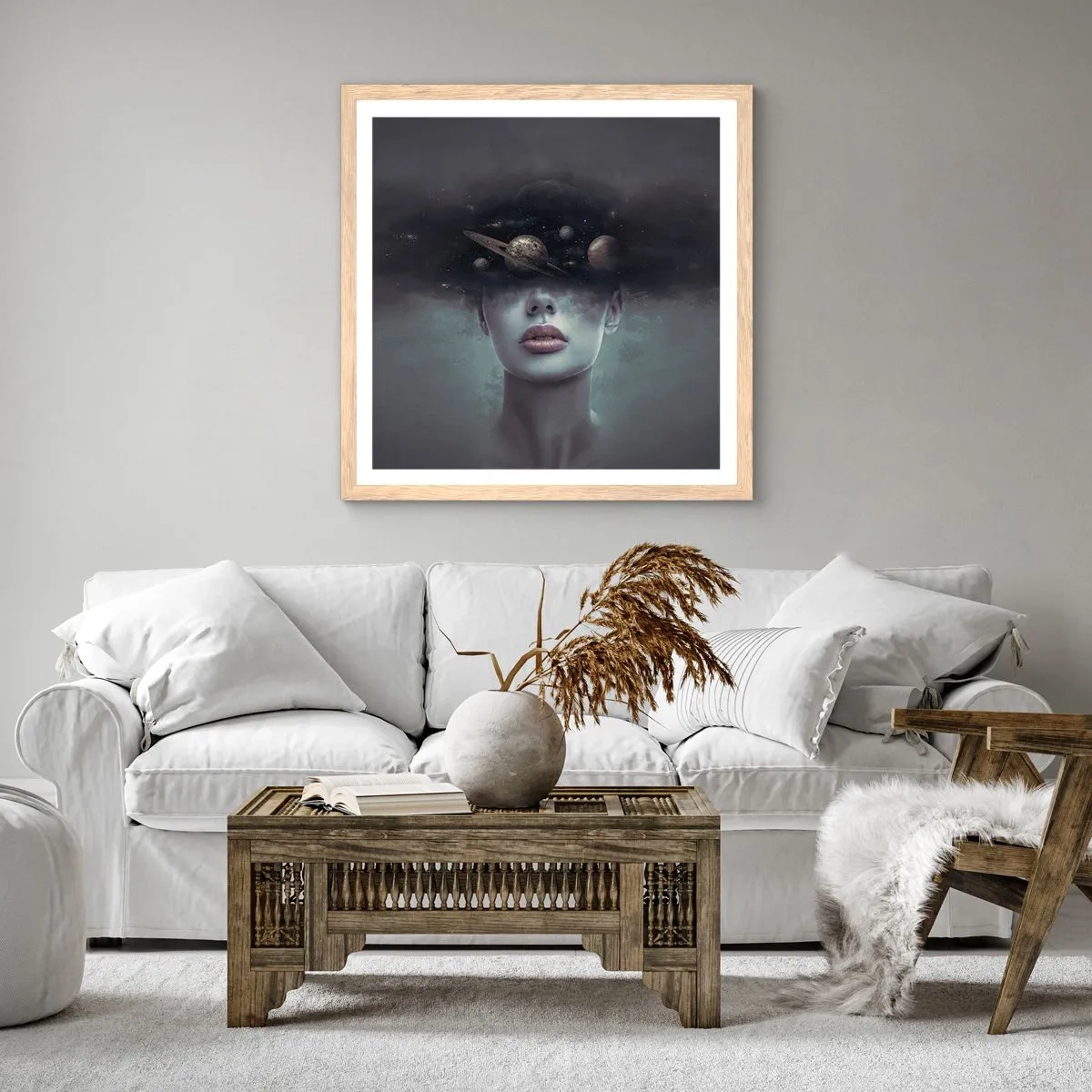 Poster în ramă de stejar deschis - Și planetele o iau razna... - 60x60 cm
