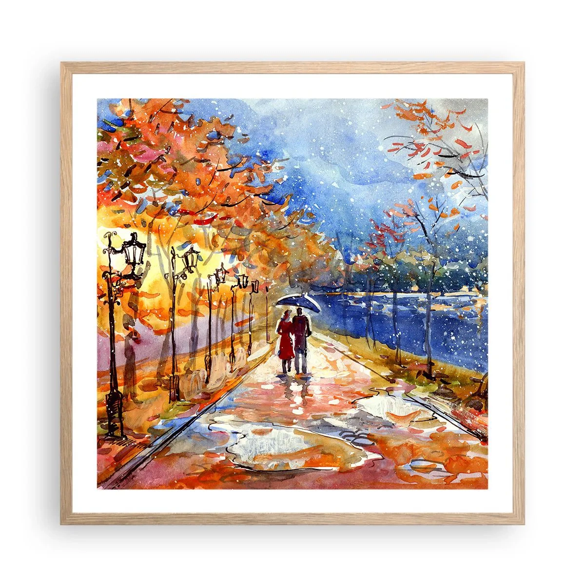 Poster în ramă de stejar deschis - Împreună până la limita de timp - 60x60 cm