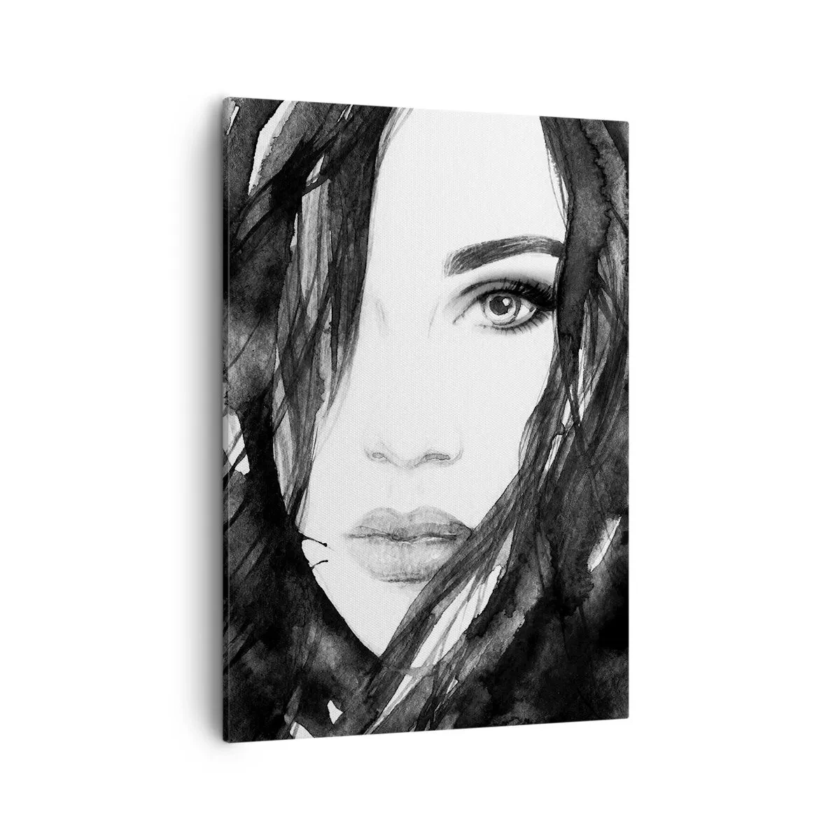 Tablou pe pânză - Studiu unei dame în alb și negru - 50x70 cm