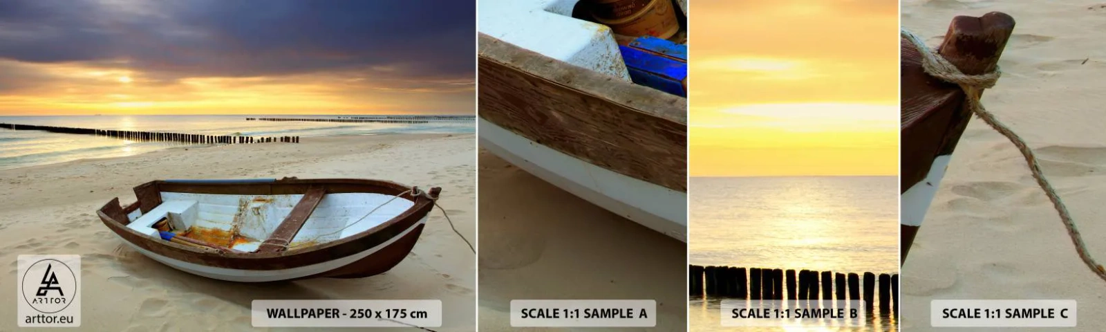 Mostră de Tapet Standard Eco - Plaje mai frumoase nu există - Peisaj, Mare, plajă - 100x30 cm