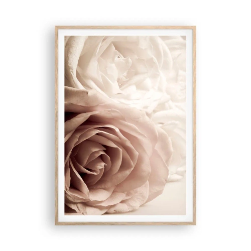 Poster în ramă de stejar deschis - În inima unui trandafir - 70x100 cm