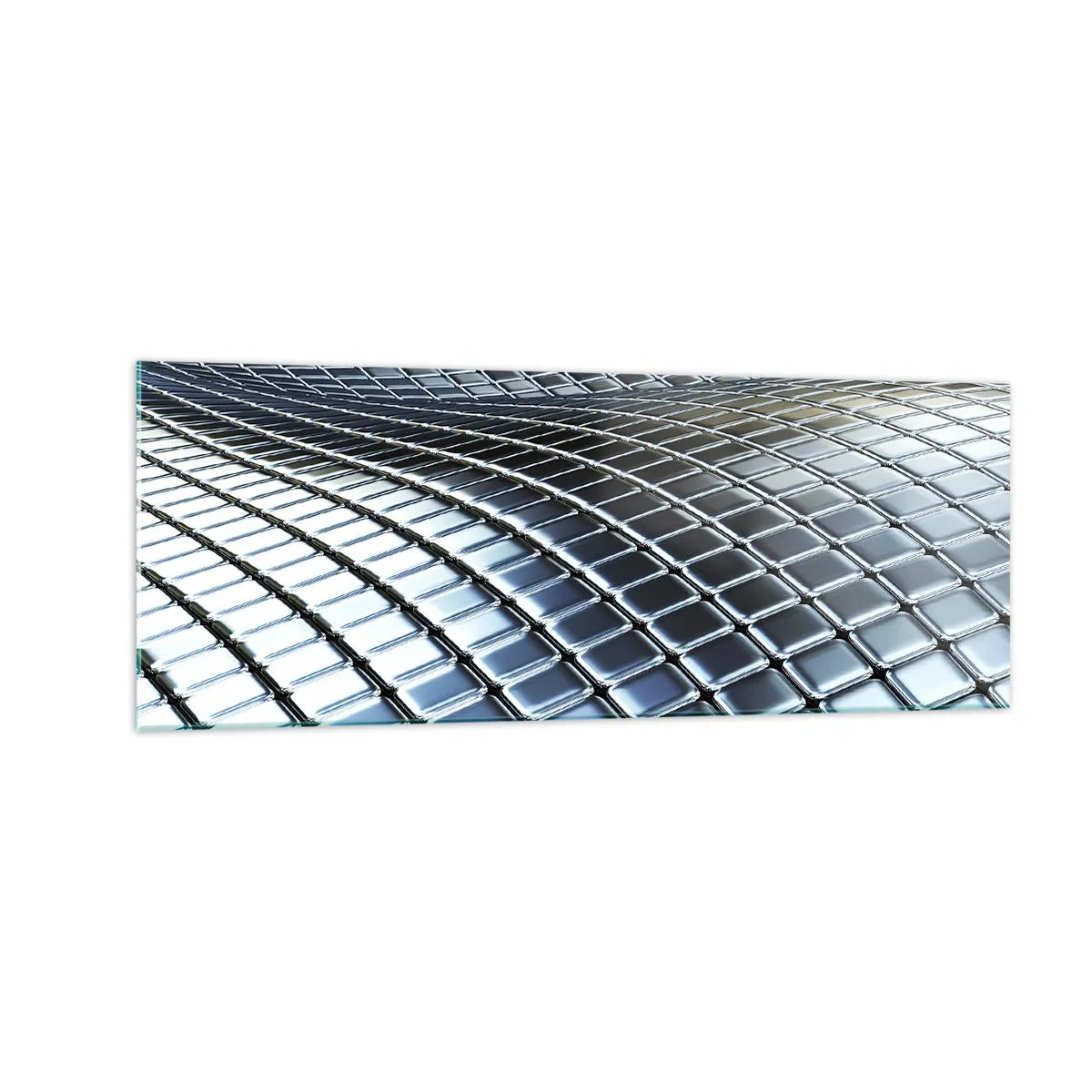 Tablou pe sticlă - Val metalic argintiu - 140x50 cm