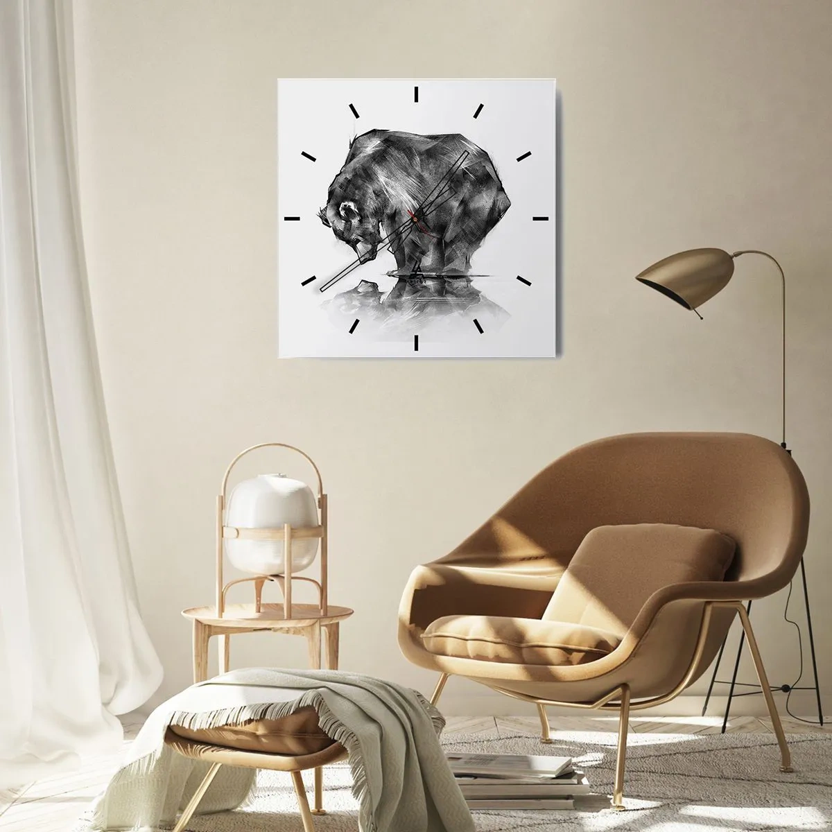 Ceas de perete - Ceas pe sticlă - Mă bucur să văd pe cineva apropiat - 40x40 cm